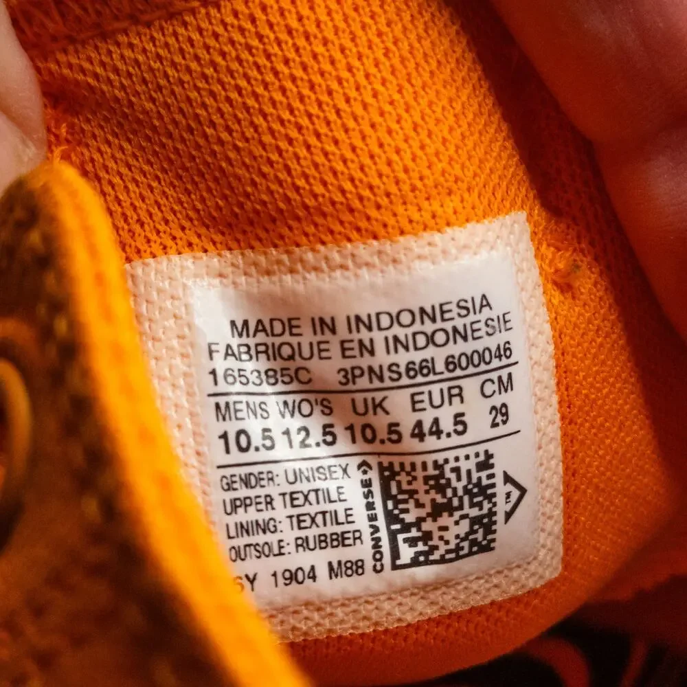 Converse Sneakers Size 10.5M 12.5W Orange Low Top Space Graphic Retro